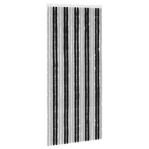 vidaXL Cortina de Insetos Chenille Cinza e Preto 90 x 200 cm 100% PP