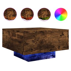 vidaXL Mesa de centro com luzes LED 55x55x31 cm carvalho fumado