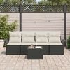 vidaXL Conjunto de Sofá de Jardim 5 pcs Preto e Creme vime PE
