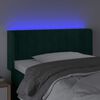 vidaXL Cabeceira cama c/ luzes LED veludo 83x16x78/88 cm verde-escuro