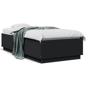 vidaXL Estrutura de cama 75x190 cm derivados de madeira preto