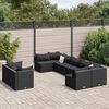 vidaXL 9 pcs conjunto de sof&aacute;s p/ jardim c/ almofad&otilde;es vime PE preto