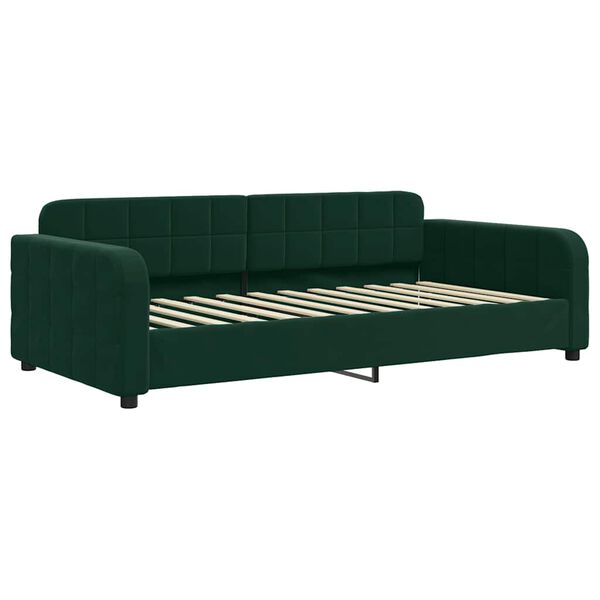vidaXL Sof&aacute;-cama 100x200 cm veludo verde-escuro