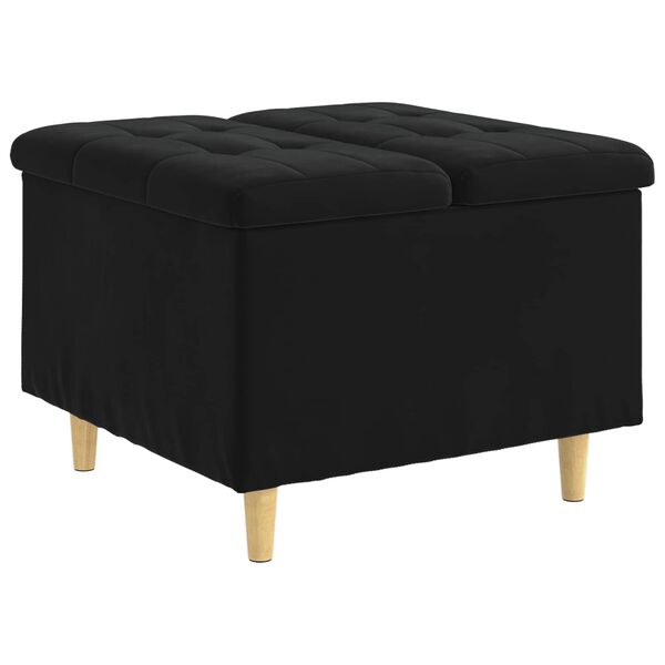 vidaXL Banqueta com almofada Preto 60 x 60 x 45 cm Veludo