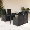 vidaXL 5 pcs conjunto de jantar p/ jardim c/ almofad&otilde;es vime PE preto