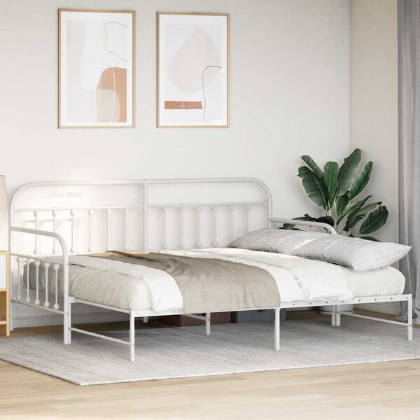 vidaXL Estrutura de cama de dia com cabeceira Branco 107 x 203 cm Aço