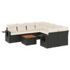 vidaXL 9 pcs conjunto de sof&aacute;s p/ jardim c/ almofad&otilde;es vime PE preto