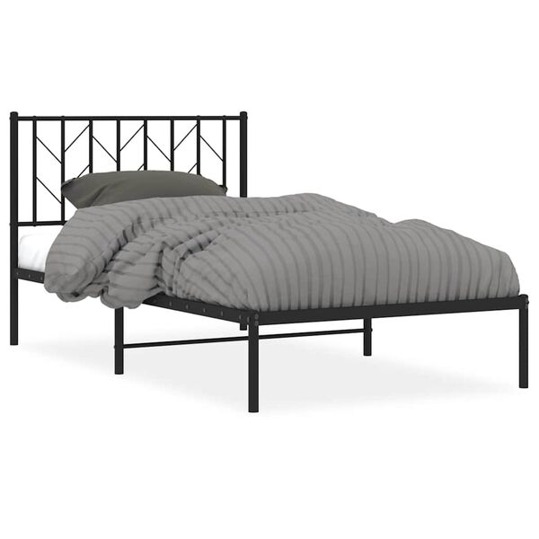 vidaXL Estrutura de cama com cabeceira 100x200 cm metal preto