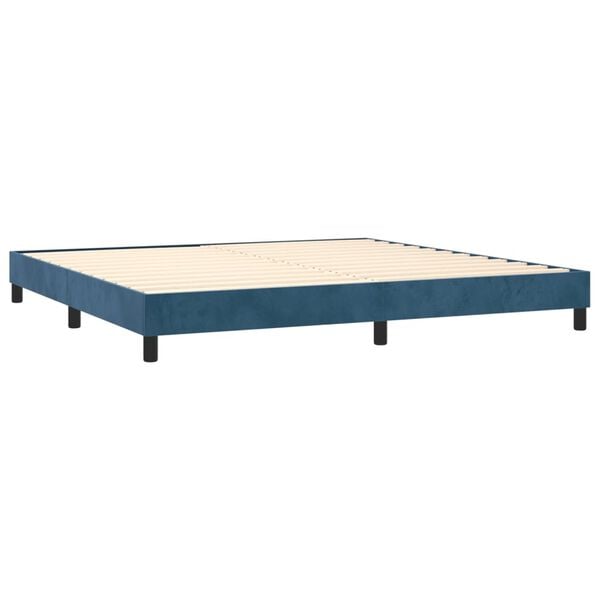 vidaXL Cama com molas/colch&atilde;o 200x200 cm veludo azul-escuro