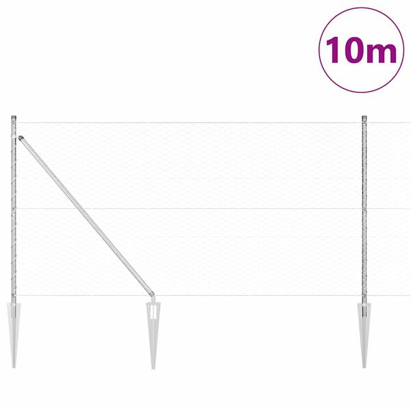 vidaXL Poste de Cerca Prateado 10 x 1,4 m (malha de 36 mm) A&ccedil;o
