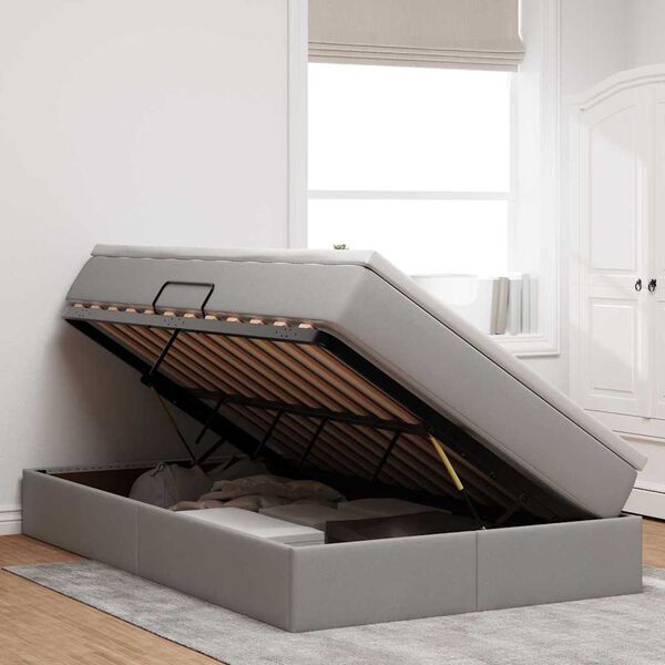 vidaXL Cama com arruma&ccedil;&atilde;o e colch&atilde;o Cinzento-acastanhado 120 x 200 cm