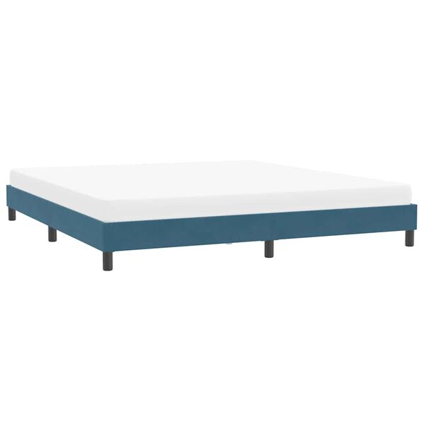 vidaXL Estrutura de cama sem colch&atilde;o 200x220 cm veludo azul-escuro