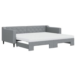 vidaXL Sof&aacute;-cama c/ gavet&atilde;o e colch&otilde;es 90x200 cm tecido cinzento-claro