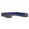 vidaXL 11 pcs conjunto lounge de jardim c/ almofad&otilde;es vime PE cinzento