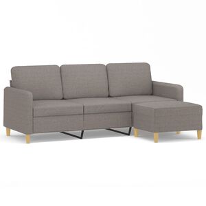 vidaXL Sof&aacute; 3 lugares com apoio de p&eacute;s 180 cm tecido cinza-acastanhado