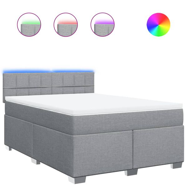 vidaXL Cama com molas/colch&atilde;o 140x200 cm tecido cinzento-claro
