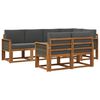 vidaXL Conjunto de Sof&aacute;s para Exterior 7 pcs Natural e Antracite