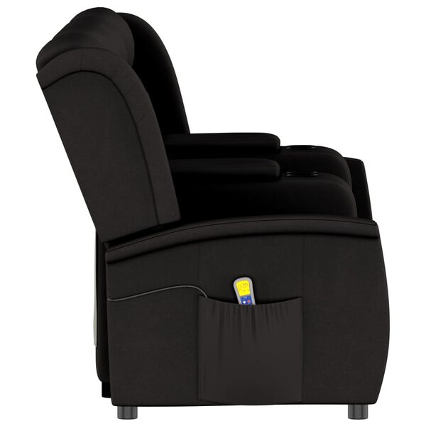 vidaXL Poltrona massagem 4 lug. reclinável c/ suportes copo preto