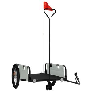 vidaXL Reboque de bicicleta tecido oxford/ferro cinza/preto