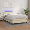 vidaXL Cama box spring c/ colch&atilde;o/LED 120x200cm couro artificial creme