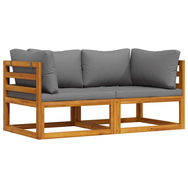 vidaXL Sof&aacute;s de canto seccionais c/ almofad&otilde;es 2 pcs cinzento-escuro