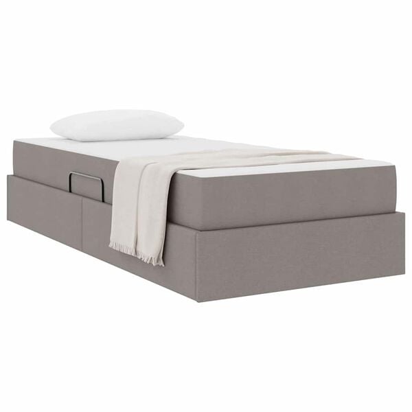 vidaXL Cama com arruma&ccedil;&atilde;o e colch&atilde;o Cinzento-acastanhado 90 x 190 cm