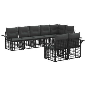 vidaXL Conjunto de Sof&aacute;s para Exterior 8 unid. Preto e Cinza Escuro