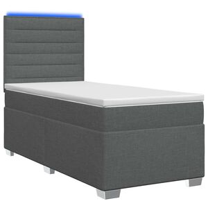 vidaXL Cama box spring com colch&atilde;o Cinzento-Escuro 100 x 200 cm Tecido