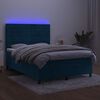 vidaXL Cama box spring c/ colch&atilde;o/LED 140x200 cm veludo azul-escuro