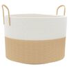 vidaXL Cesto de arruma&ccedil;&atilde;o &Oslash;51x33 cm algod&atilde;o bege e branco