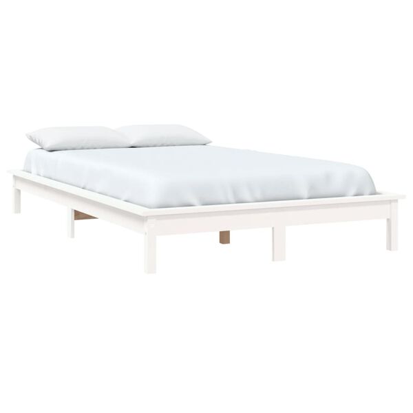 vidaXL Estrutura de cama 200x200 cm madeira de pinho maci&ccedil;a branco