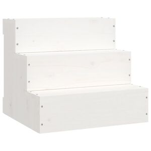 vidaXL Escada p/ animais de estima&ccedil;&atilde;o 40x37,5x35cm pinho maci&ccedil;o branco