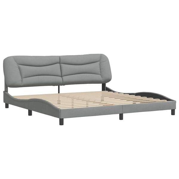 vidaXL Estrutura de cama sem colch&atilde;o Hvar 200x200 cm tecido cinzento-claro