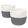 vidaXL Cestos de arrumação 2 pcs Ø24x18 cm algodão cinzento e branco