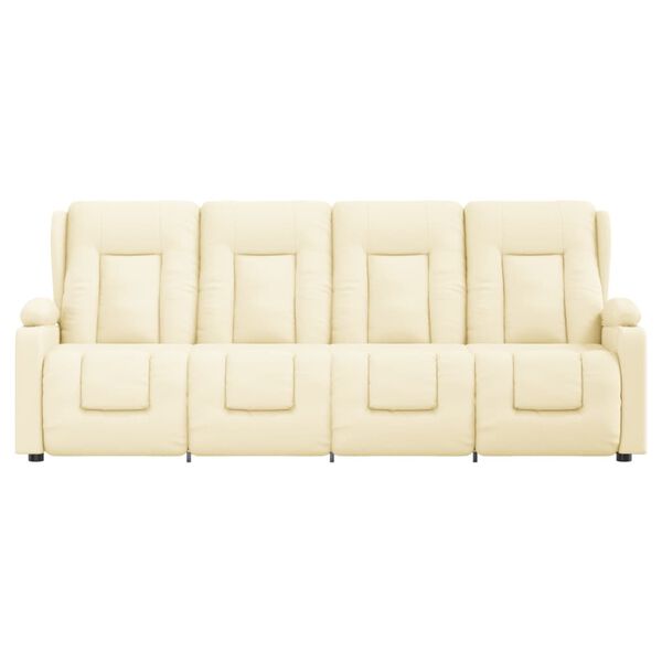 vidaXL Poltrona massagens 4 lug. reclinável sup. copo couro art. creme