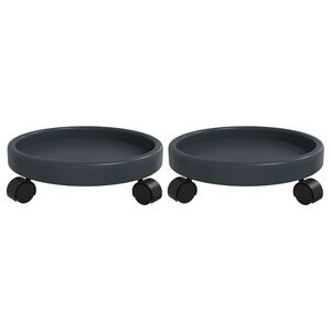 vidaXL Carrinhos de plantas c/ rodas 2 pcs di&acirc;metro 34 cm 35 kg cinza