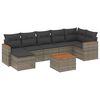 vidaXL 8 pcs conjunto sof&aacute;s de jardim c/ almofad&otilde;es vime PE cinzento