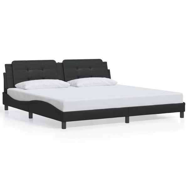 vidaXL Estrutura de cama sem colch&atilde;o Zadar 200x200 cm couro artificial preto