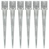 vidaXL Estacas de enterrar 6 pcs 12x12x89 cm a&ccedil;o galvanizado prateado
