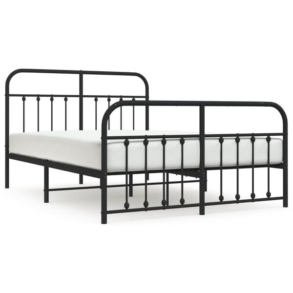 vidaXL Estrutura de cama com cabeceira e p&eacute;s 140x200 cm metal preto