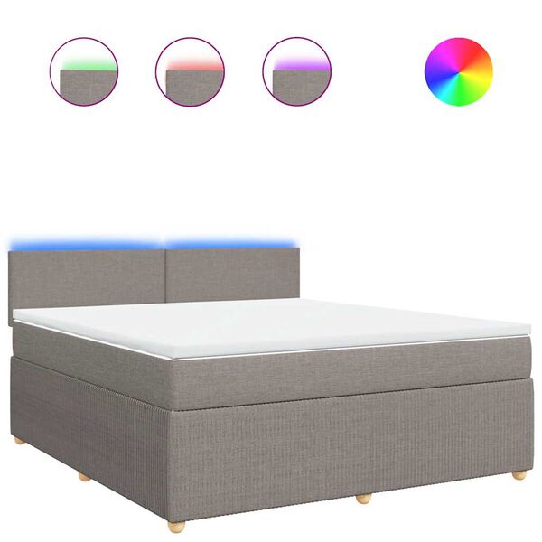 vidaXL Cama com molas/colch&atilde;o 180x200 cm tecido castanho-acinzentado