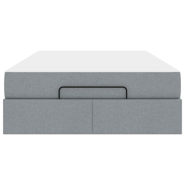 vidaXL Estrutura de cama com colch&atilde;o 2 pcs Cinzento-claro tecido