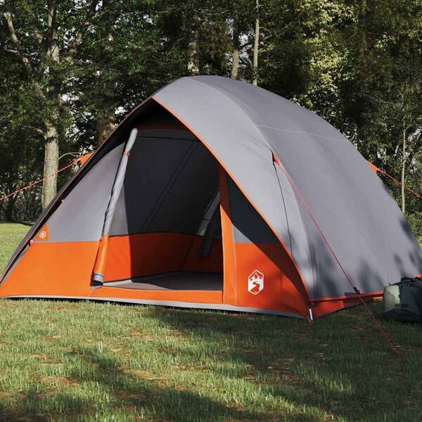 vidaXL Barraca de Camping Cinza e Laranja 320 x 275 x 190 cm tafet&aacute;