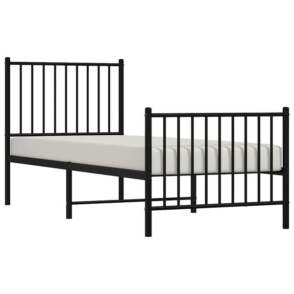 vidaXL Estrutura de cama com cabeceira e p&eacute;s 75x190 cm metal preto