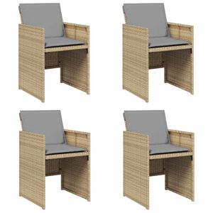 vidaXL Cadeiras de jardim com almofad&otilde;es 4 pcs vime PE bege misturado