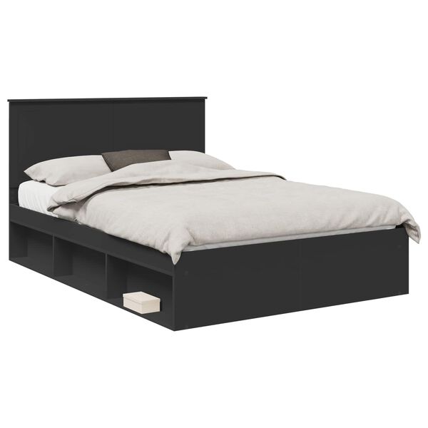 vidaXL Estrutura da Cama Preto 135 x 190 cm Madeira de Pinheiro S&oacute;lida