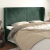 vidaXL Cabeceira cama c/ abas veludo 203x23x118/128 cm verde-escuro