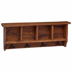 vidaXL Cabide Castanho 70 x 11 x 27 cm Madeira de Mogno S&oacute;lida