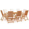 vidaXL 9 pcs conjunto jantar jardim c/ almofad&otilde;es madeira teca maci&ccedil;a