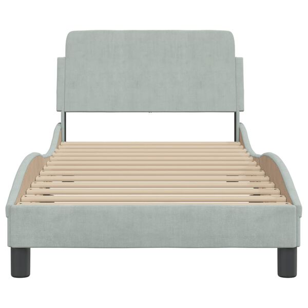 vidaXL Estrutura de cama Dover 90x200 cm veludo cinzento-claro